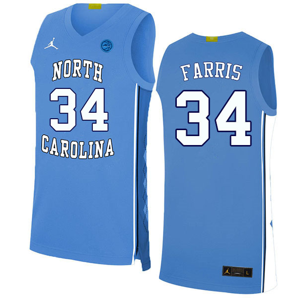 Men #34 Duwe Farris North Carolina Tar Heels College Basketball Jerseys Sale-Blue
